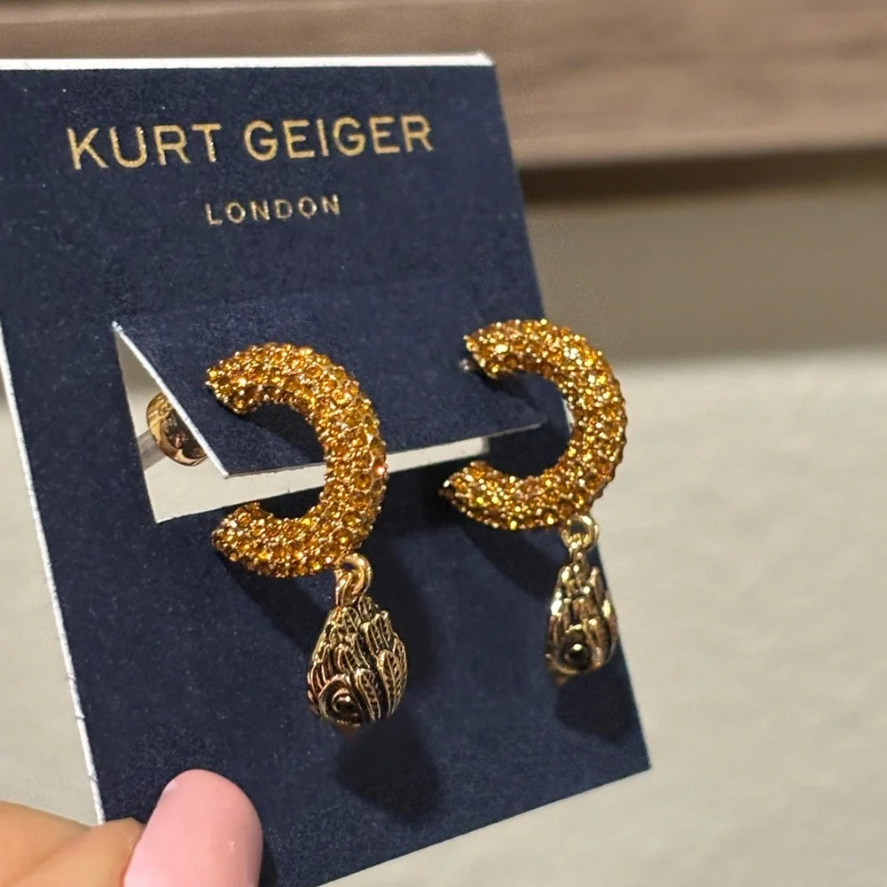 Kurt Geiger Gold and Black Earrings - Picture 3 of 9